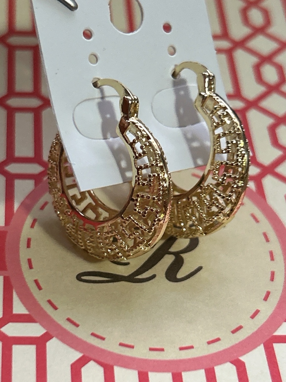 Gold Textured Filigree Hoop Earrings for Women